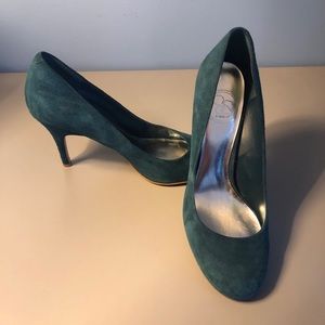 Jessica Simpson Oscar Dark Teal Kid Suede Pumps